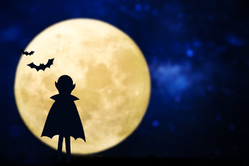 Fototapeta na wymiar Dracula silhouette over a full moon