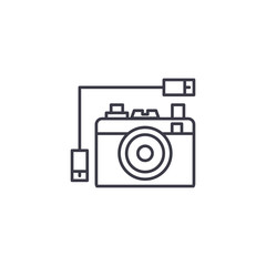 Digital photo camera linear icon concept. Digital photo camera line vector sign, symbol, illustration.