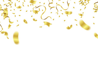 Vector party balloons illustration. Confetti and ribbons flag ribbons, Celebration background template