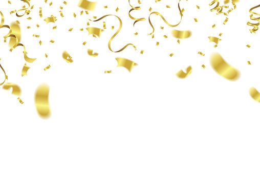 Vector party balloons illustration. Confetti and ribbons flag ribbons, Celebration background template