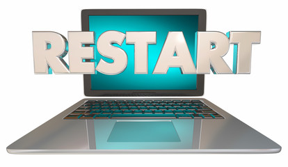 Restart Computer Laptop Reset Fix Problem 3d Render Illustration
