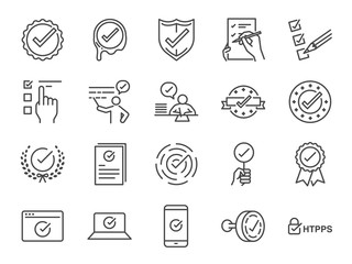 Check mark icon set. Included the icons as correct, verified, certificate, approval, accepted, confirm, check List and more