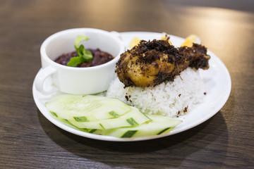 Original Nasik Lemak traditional malaysian food on served.