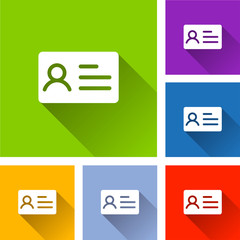 id card icons with long shadow