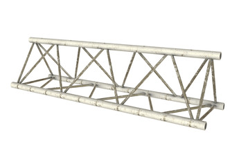 Metal truss girder element. 3d render isolated on white