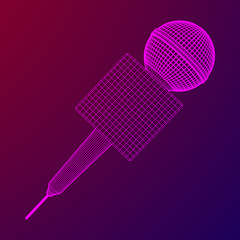 Microphone vector. Wireframe low poly mesh news illustration. News on TV and radio. Interview.