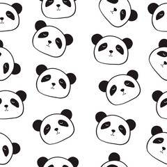 Obraz premium Seamless pattern. Cute panda. Bamboo. Plant. Sticker, print, print on clothes. For your design. Bright.