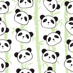 Seamless pattern. Cute panda. Bamboo. Plant. Sticker, print, print on clothes. For your design. Bright.