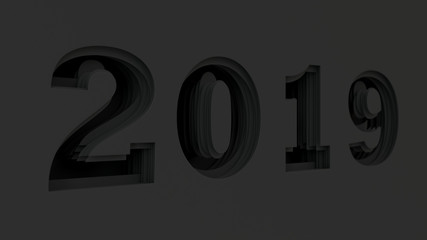 2019 number cut in black paper