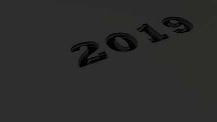 2019 number cut in black paper
