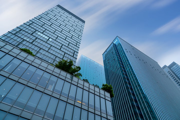 Skyscrapers are low - angle views in Chinese cities 。