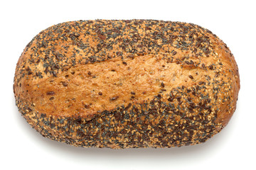 top view of loaf of bread isolated on whtie background