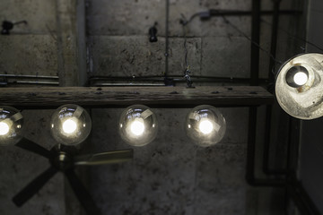 Light bulbs hanging from ceiling