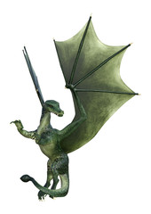 3D Rendering Fairy Tale Dragon on White