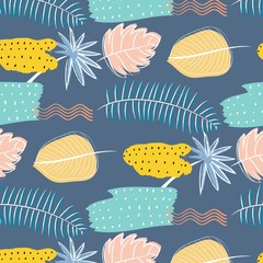 Hand Drawn Textures Abstract Floral Pattern Background. Vector Illustration. 