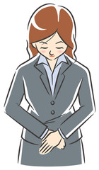 お辞儀する女性のイメージイラスト