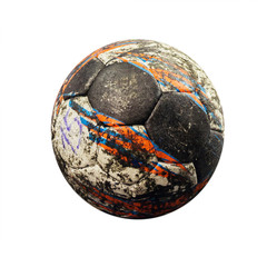 Kyiv, Ukraine, 15.09.2015 Old shabby handball ball, isolated on white background - 205017631
