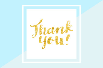 Thank you card, gold glitter hand lettering