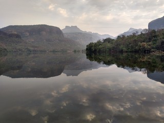 Reflections in Bhira Dam backwaters