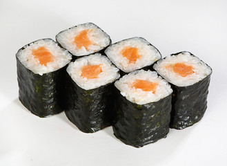 Rolls hosomaki. Thin rolls with salmon