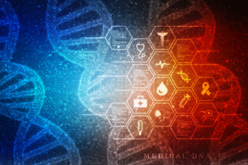2d render of dna structure, abstract background
