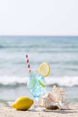 Summer concept of sandy beach. Summer vacation concept