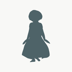 Silhouette of pretty little girl wearing dress