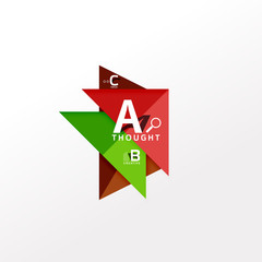 Geometric infographic banner, paper info diagram created with color shapes