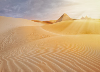 Fototapeta na wymiar compositing piramid in the egypt desert