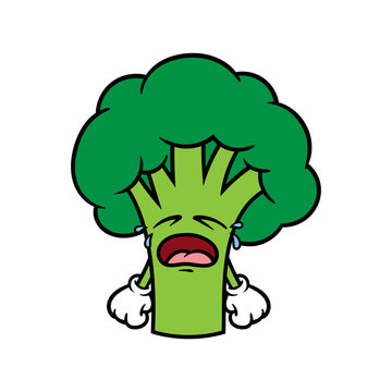 Cartoon Crying Broccoli Character