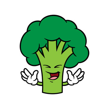Cartoon Laughing Broccoli Character