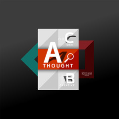 Geometric infographic banner, paper info diagram created with color shapes