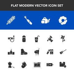 Modern, simple vector icon set with health, builder, barbecue, cream, meat, pepper, healthy, teapot, drink, foreman, seasoning, food, boot, tea, floral, fruit, summer, brush, sea, care, fresh icons