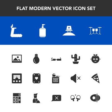 Modern, simple vector icon set with child, food, picture, signal, drum, cooking, background, fitness, game, power, soap, science, green, communication, astronaut, exploration, space, bulb, poker icons