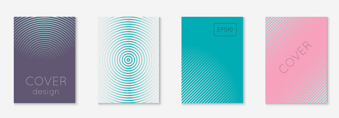 Fototapeta premium Minimal trendy cover template set. Futuristic layout with halftones. Geometric minimal cover template for book, catalog and annual. Minimalistic colorful gradients. Abstract business illustration.