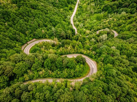 Extreme winding highway in the forest