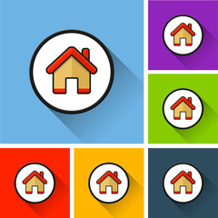 house icons with long shadow