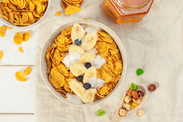 healthy breakfast with flakes