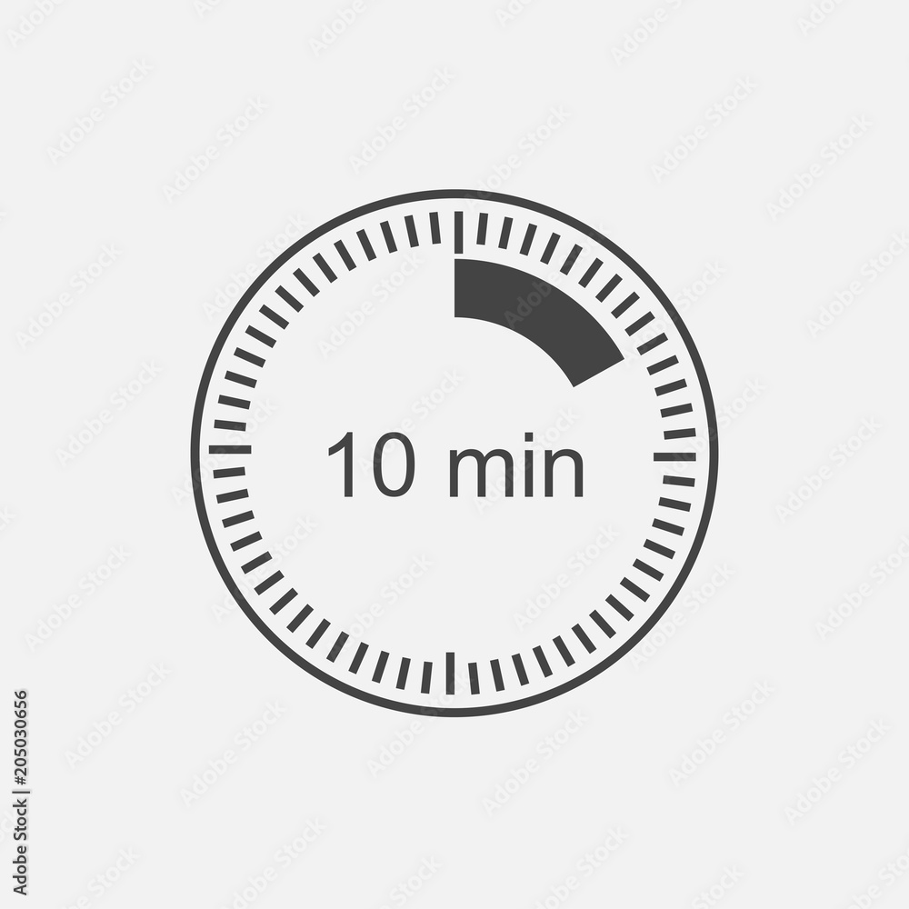 Poster a clock icon indicating the time span of 10 minutes. the time span is ten minutes on the clock