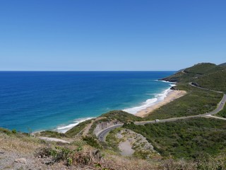 Breathtaking view of the Frigate Bay with pristine beaches and mountain roads in St.Kitts and Nevis, West Indies