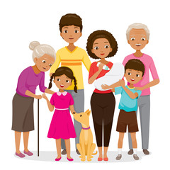 Big Family With Dark Skin Happy Together, Relationship, Togetherness, Children, Infant, Elderly, Adult, Lifestyle