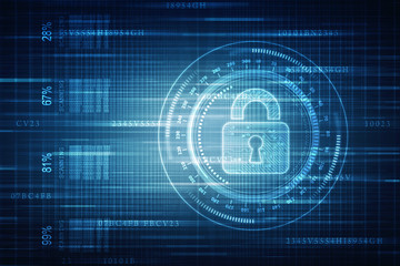 2d illustration Safety concept: Closed Padlock on digital background