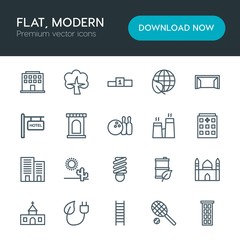 Modern Simple Set of sports, nature, buildings Vector outline Icons. Contains such Icons as green,  barrel,  podium,  sport,  court,  plant and more on white background. Fully Editable. Pixel Perfect