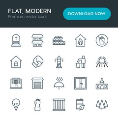 Modern Simple Set of sports, nature, buildings Vector outline Icons. Contains such Icons as  white,  criminal,  healthy, golf,  eco, wall and more on white background. Fully Editable. Pixel Perfect