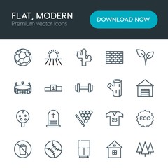 Modern Simple Set of sports, nature, buildings Vector outline Icons. Contains such Icons as  sign,  desert, sign,  stone,  structure, forest and more on white background. Fully Editable. Pixel Perfect