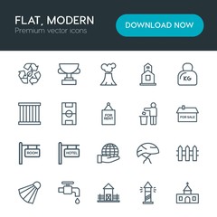 Modern Simple Set of sports, nature, buildings Vector outline Icons. Contains such Icons as  eruption, hotel,  championship,  competition and more on white background. Fully Editable. Pixel Perfect