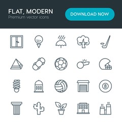Modern Simple Set of sports, nature, buildings Vector outline Icons. Contains such Icons as storage, cactus,  house,  white,  warehouse and more on white background. Fully Editable. Pixel Perfect