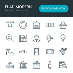 Modern Simple Set of sports, nature, buildings Vector outline Icons. Contains such Icons as  tower, window,  competition, winner,  sport and more on white background. Fully Editable. Pixel Perfect