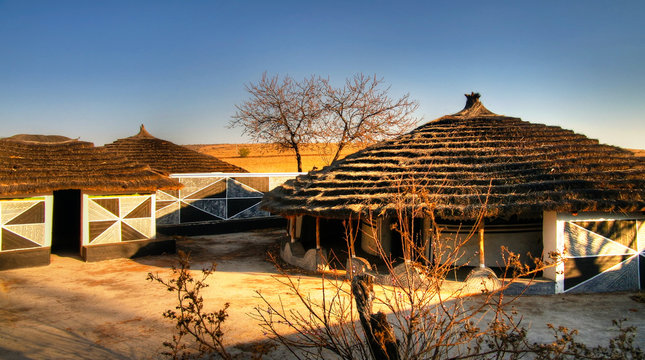 Traditional Ndebele hut at Botshabelo, Mpumalanga, South Africa