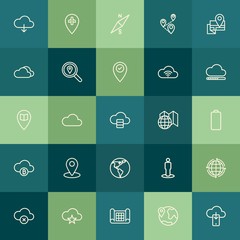 Modern Simple Set of location, cloud and networking, mobile Vector outline Icons. Contains such Icons as  blue,  graphic, cloud,  student and more on green background. Fully Editable. Pixel Perfect.